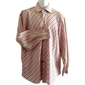 Brandolini Shirt Men's Size 46 18 Striped Button Front Made in Italy